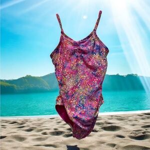 Speedo Kids Swimwear - Pink Floral one piece size medium